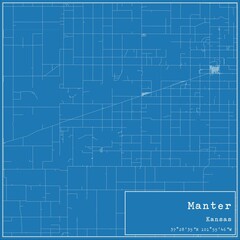 Blueprint US city map of Manter, Kansas.