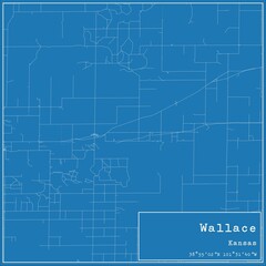 Blueprint US city map of Wallace, Kansas.