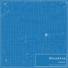 Obraz premium Blueprint US city map of Stockton, Kansas.