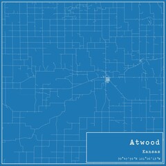 Blueprint US city map of Atwood, Kansas.