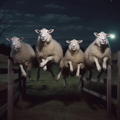 Fototapeta premium Sheeps by night made with generative AI 