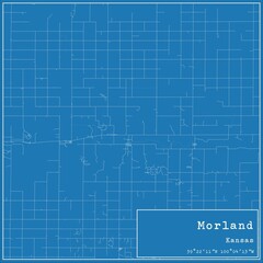 Blueprint US city map of Morland, Kansas.