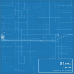 Obraz premium Blueprint US city map of Edson, Kansas.