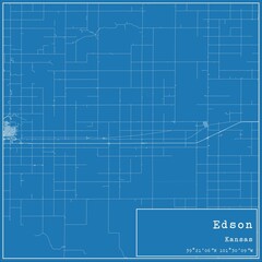 Blueprint US city map of Edson, Kansas.