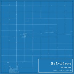 Blueprint US city map of Belvidere, Nebraska.