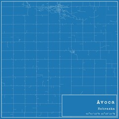 Blueprint US city map of Avoca, Nebraska.