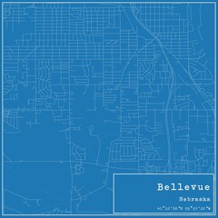 Blueprint US city map of Bellevue, Nebraska.