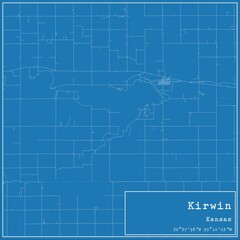 Blueprint US city map of Kirwin, Kansas.