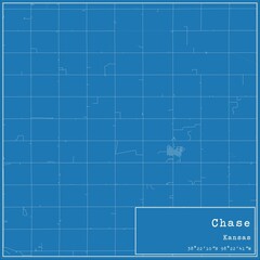 Blueprint US city map of Chase, Kansas.