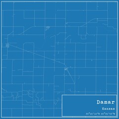 Obraz premium Blueprint US city map of Damar, Kansas.