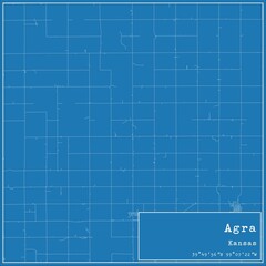 Obraz premium Blueprint US city map of Agra, Kansas.