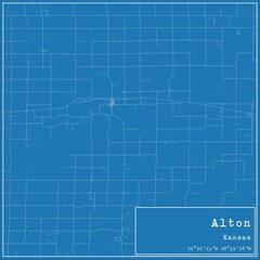 Blueprint US city map of Alton, Kansas.