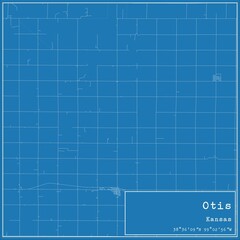 Blueprint US city map of Otis, Kansas.