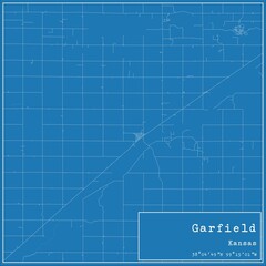 Blueprint US city map of Garfield, Kansas.