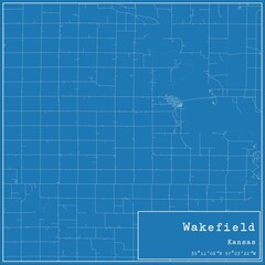 Blueprint US city map of Wakefield, Kansas.