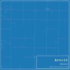 Obraz premium Blueprint US city map of Arnold, Kansas.