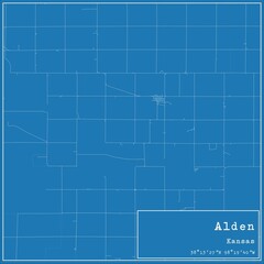 Obraz premium Blueprint US city map of Alden, Kansas.