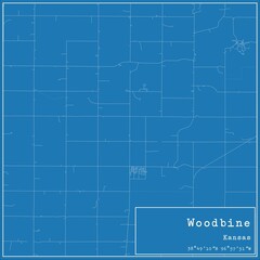 Blueprint US city map of Woodbine, Kansas.