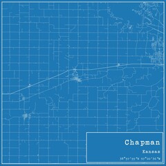 Fototapeta premium Blueprint US city map of Chapman, Kansas.