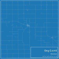 Blueprint US city map of Gaylord, Kansas.
