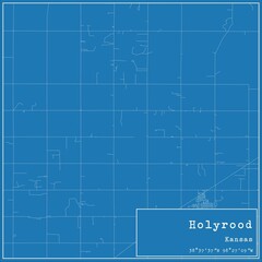 Blueprint US city map of Holyrood, Kansas.