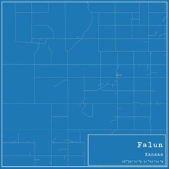 Blueprint US city map of Falun, Kansas.