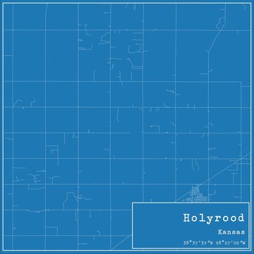 Blueprint US city map of Holyrood, Kansas.