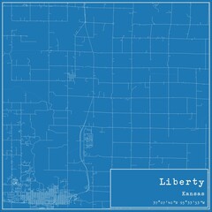 Obraz premium Blueprint US city map of Liberty, Kansas.