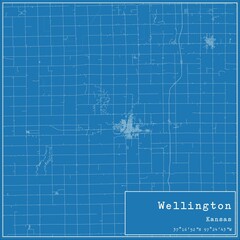 Blueprint US city map of Wellington, Kansas.