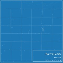 Blueprint US city map of Bartlett, Kansas.