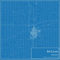Blueprint US city map of Salina, Kansas.