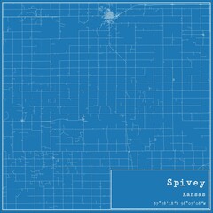 Blueprint US city map of Spivey, Kansas.