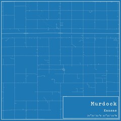 Obraz premium Blueprint US city map of Murdock, Kansas.