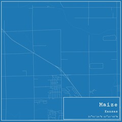 Blueprint US city map of Maize, Kansas.