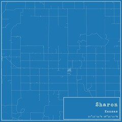 Blueprint US city map of Sharon, Kansas.