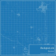 Blueprint US city map of Sedgwick, Kansas.