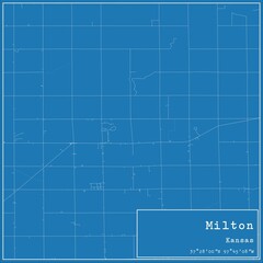 Blueprint US city map of Milton, Kansas.