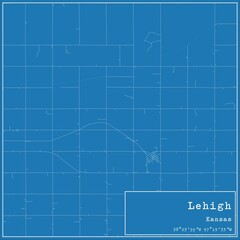 Blueprint US city map of Lehigh, Kansas.