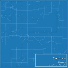 Obraz premium Blueprint US city map of Latham, Kansas.