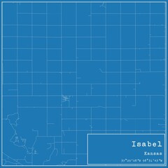 Blueprint US city map of Isabel, Kansas.