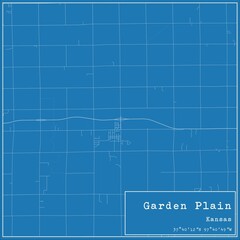 Fototapeta premium Blueprint US city map of Garden Plain, Kansas.