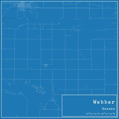 Fototapeta premium Blueprint US city map of Webber, Kansas.