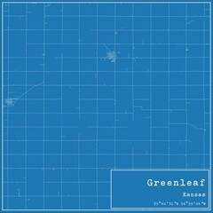 Blueprint US city map of Greenleaf, Kansas.