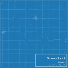 Obraz premium Blueprint US city map of Greenleaf, Kansas.