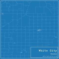 Blueprint US city map of White City, Kansas.