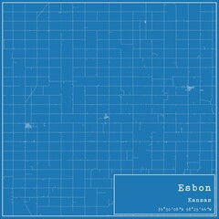 Blueprint US city map of Esbon, Kansas.
