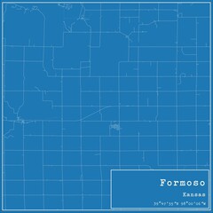 Blueprint US city map of Formoso, Kansas.