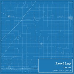 Blueprint US city map of Reading, Kansas.