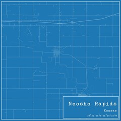 Blueprint US city map of Neosho Rapids, Kansas.