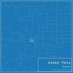 Blueprint US city map of Cedar Vale, Kansas.